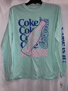 NWT! COCA COLA LONG SLEEVE crew neck T-SHIRT Teal Coke it it. Sz M Medium